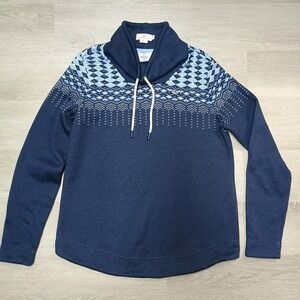 Vineyard Vines Blue Fair Isle Print Cowl Neck Long Sleeve Sweater Size Small